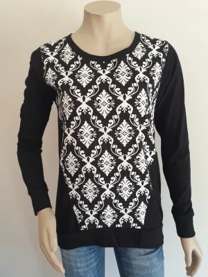 Black Merino Damask Jumper