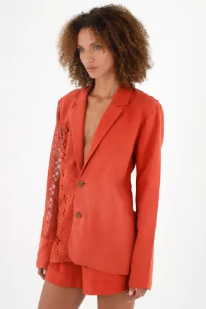 Chaqueta roja tipo blazer para mujer