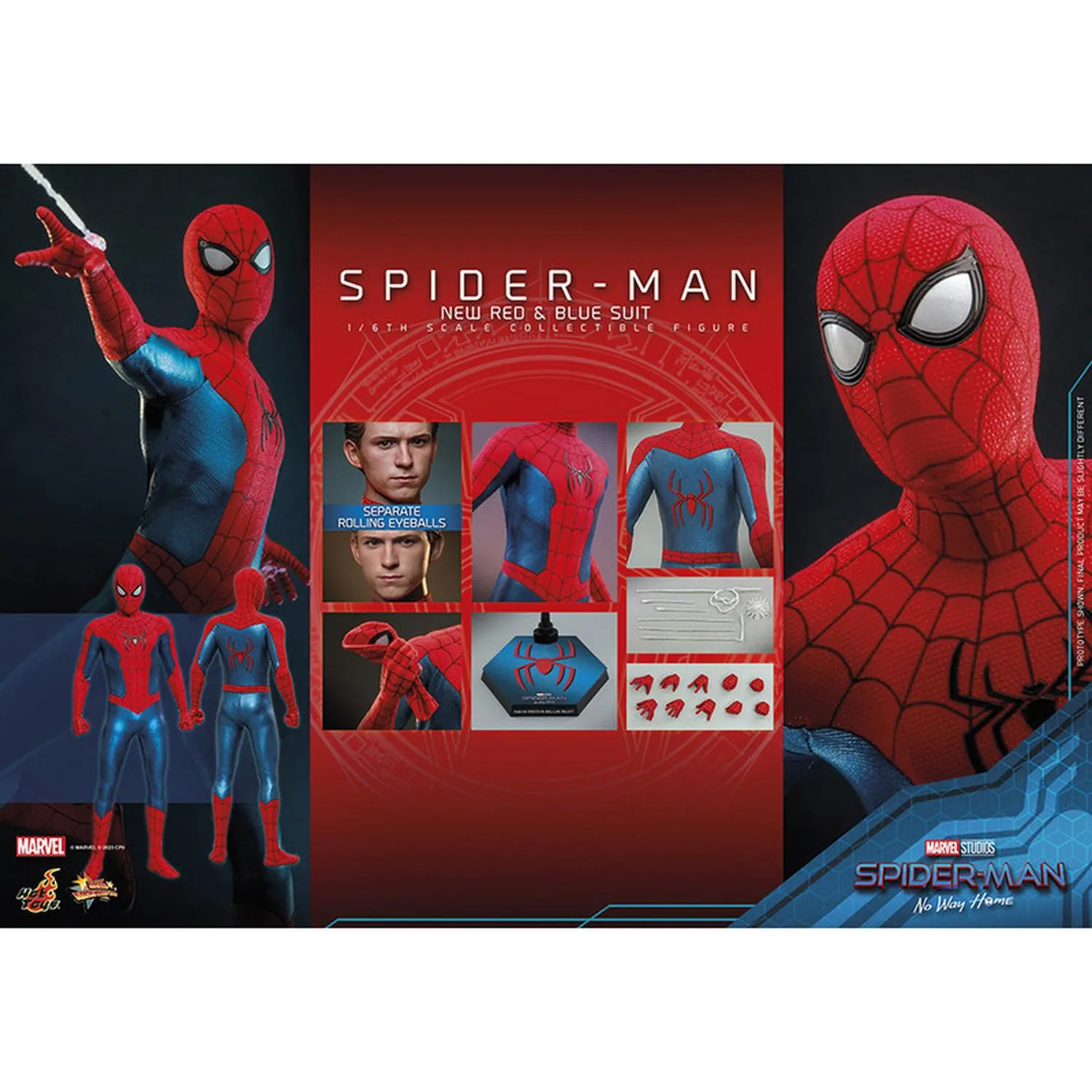 Hot Toys Figura Articulada Spider-Man New Red And Blue Suit Escala 1:6 Spider-Man: No Way Home