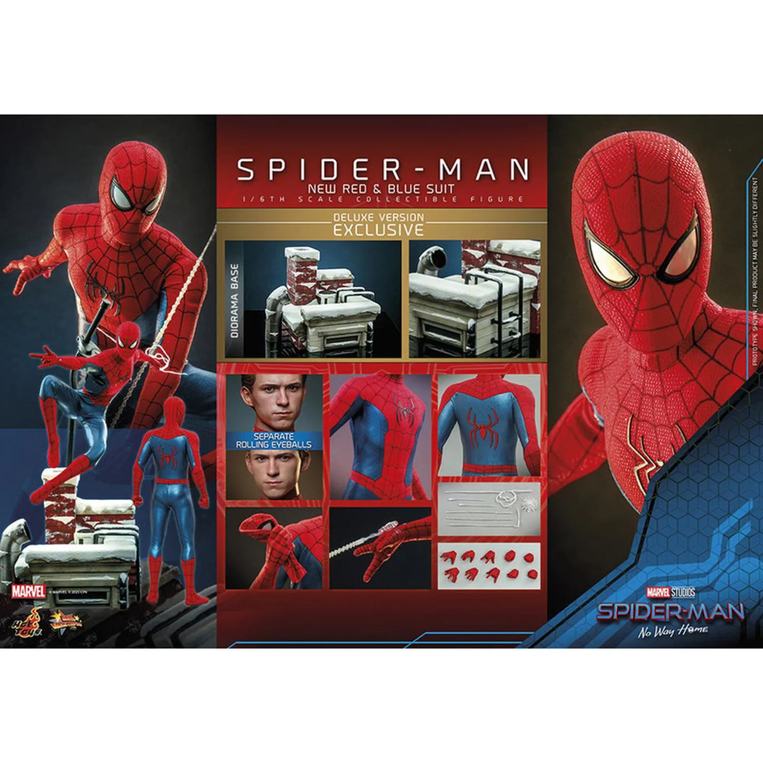 Hot Toys Figura Articulada Spider-Man Red And Blue Deluxe 1:6 Ht Escala 1:6 Spider-Man: No Way Home