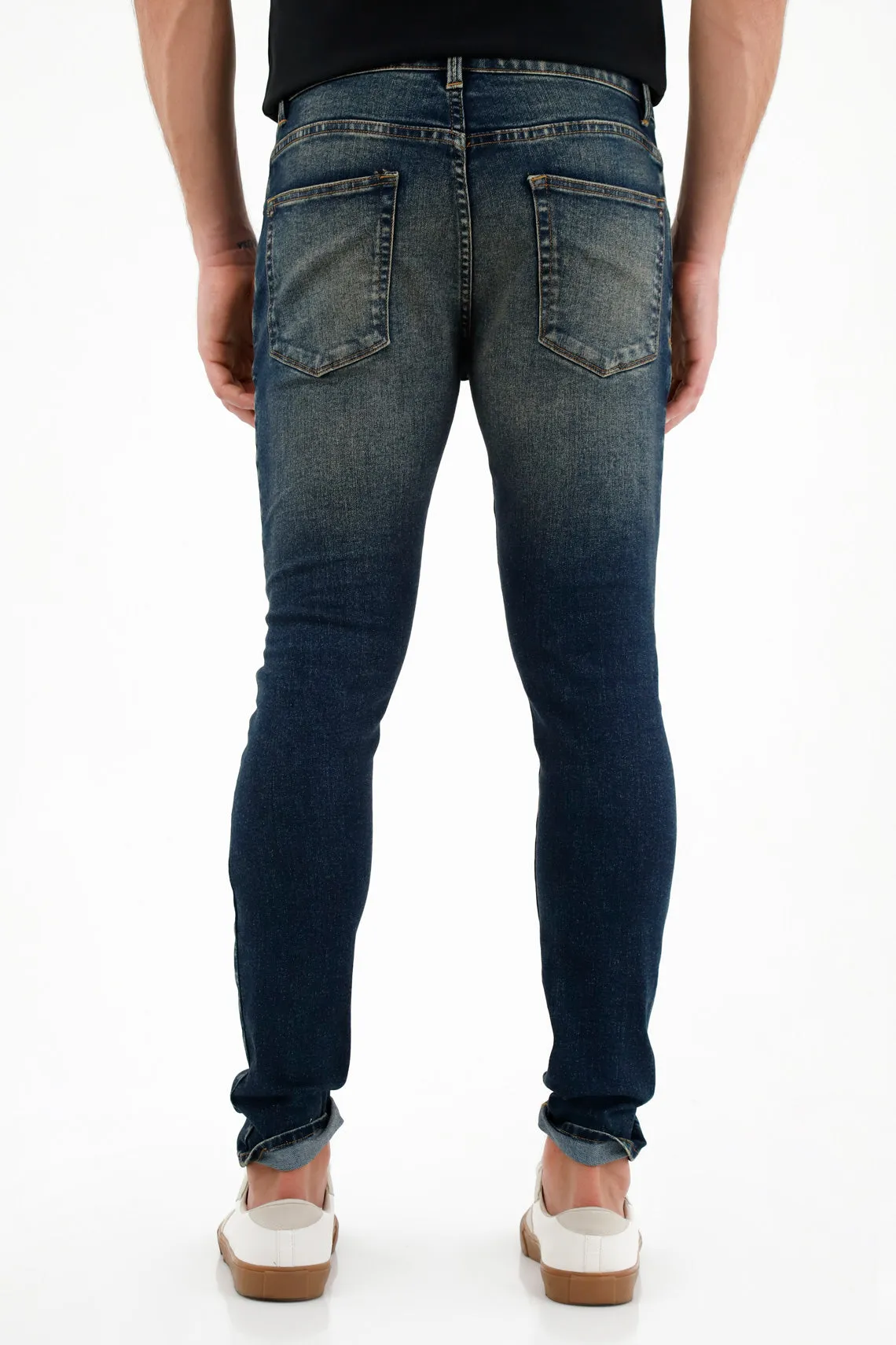 Jean Super Skinny tiro medio azul para hombre