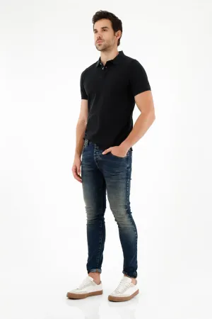 Jean Super Skinny tiro medio azul para hombre