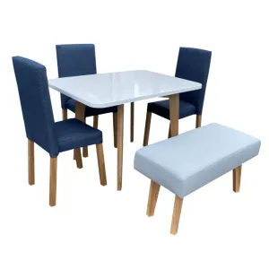 Juego de Comedor  5 Puestos Nordico Tela Azul