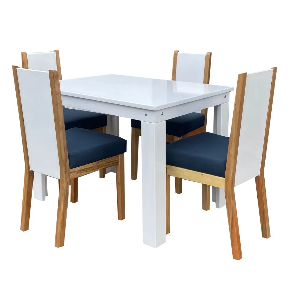 Juego de Comedor Moderno Onix Blanco Natural 4 Puestos