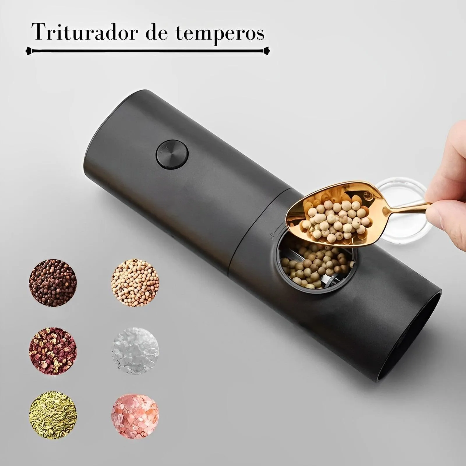 Moedor Elétrico Automático de Sal Pimenta Temperos  com Ajuste de Moagem