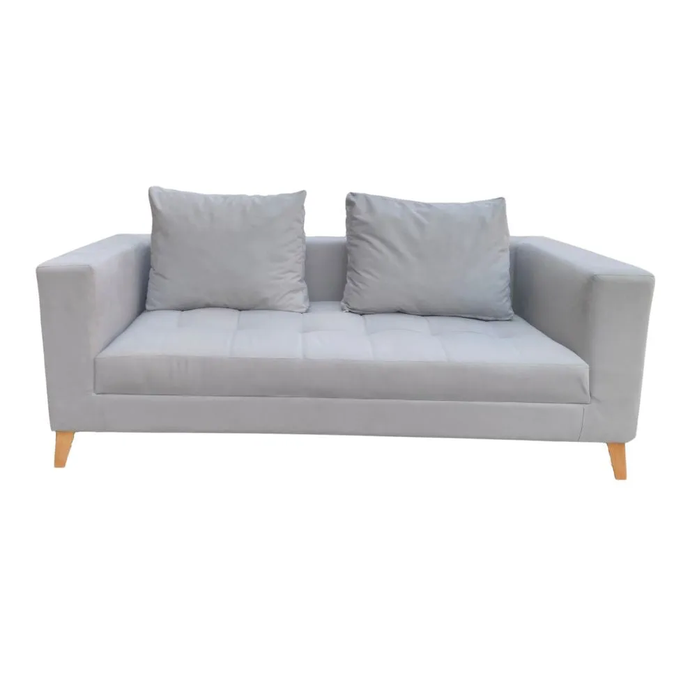 Sofa 2 Puestos Moderno Roma tela Gris Plata