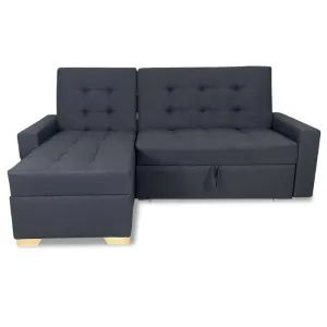 Sofa en L Cama Montecarlo Tela Gris Oscuro