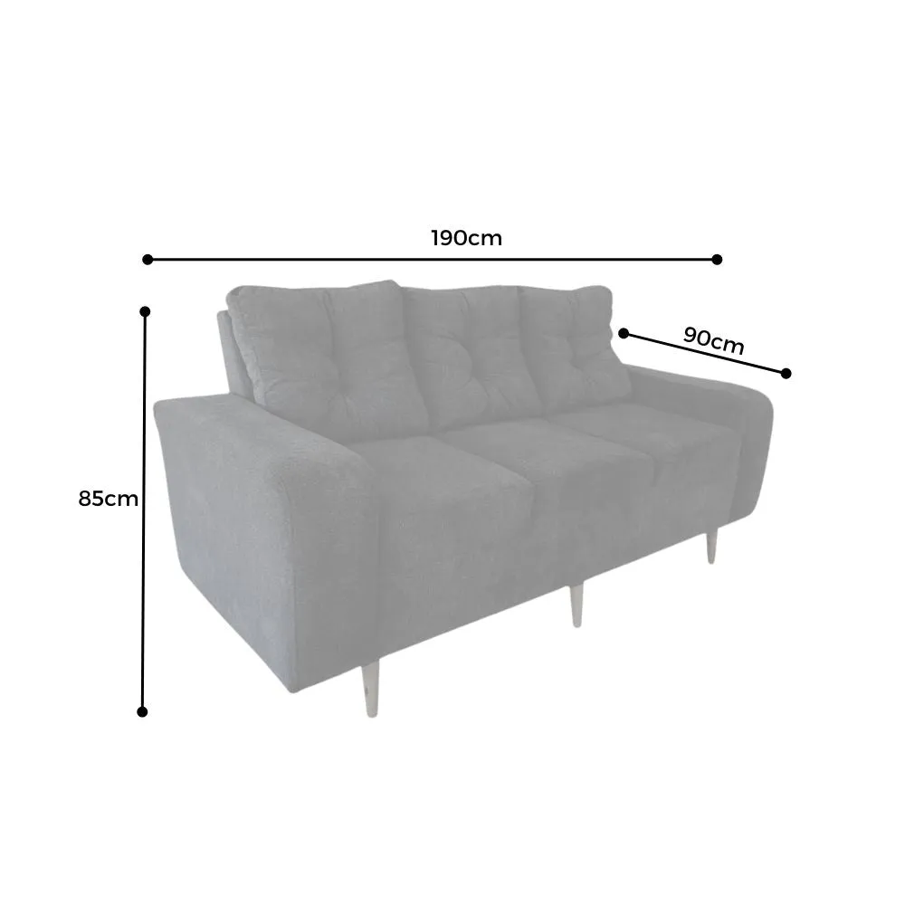 Sofa Turquia 3 Puestos Tela Gris Antifluido