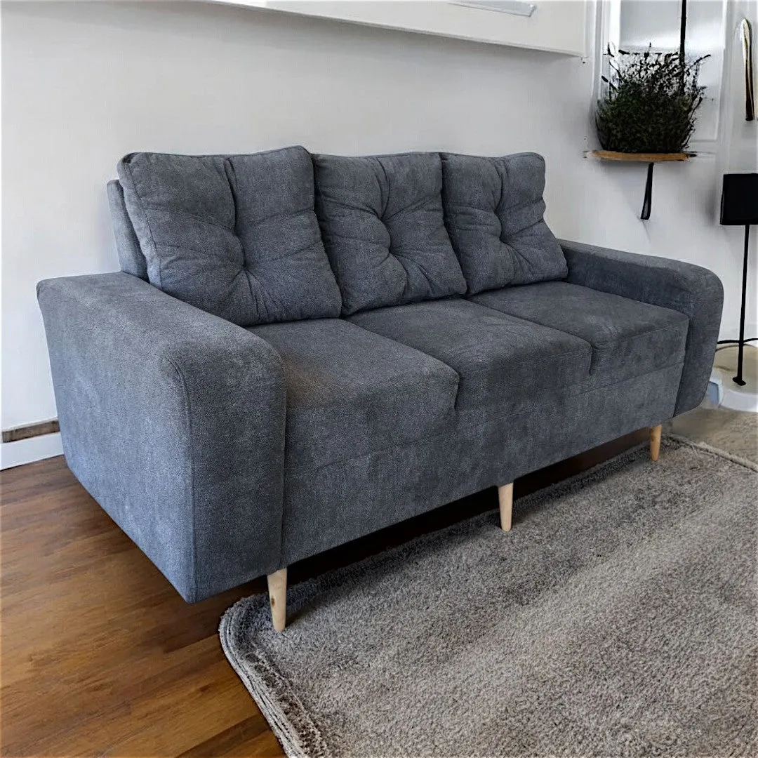 Sofa Turquia 3 Puestos Tela Gris Antifluido