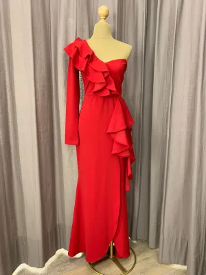 VESTIDO CRISTINA ROJO HOMBRO DESCUBIERTO